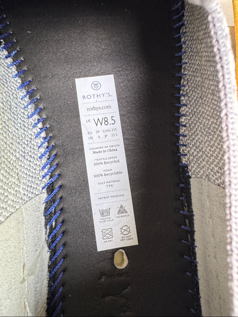 Rothy's women’s Slip-On Loafers in Heathered Cream with Blue Trim - Picture 6 of 8